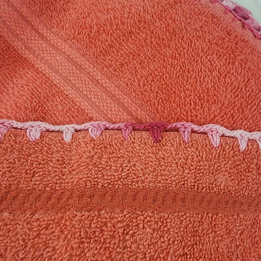 Vtg. Cannon Pink/ Coral Yellow‎ Towels Washcloths Crochet Edge Made USA 3 Extra - Picture 13 of 16